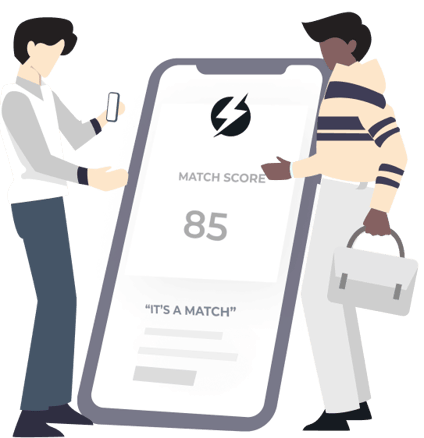 Two people viewing a match score on a phone.
